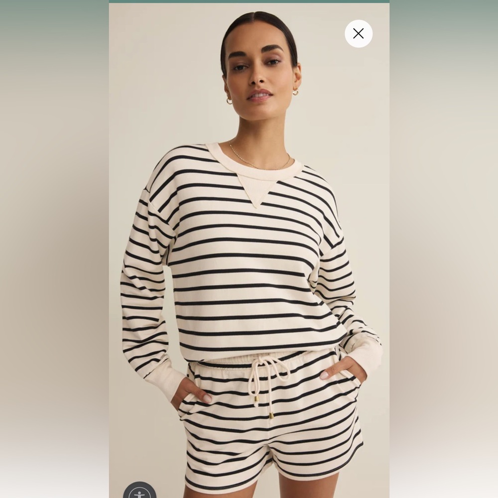 Z Supply Set: STAND OUT STRIPED MODAL SWEATSHIRT and DAX STRIPED MODAL SHORT EUC